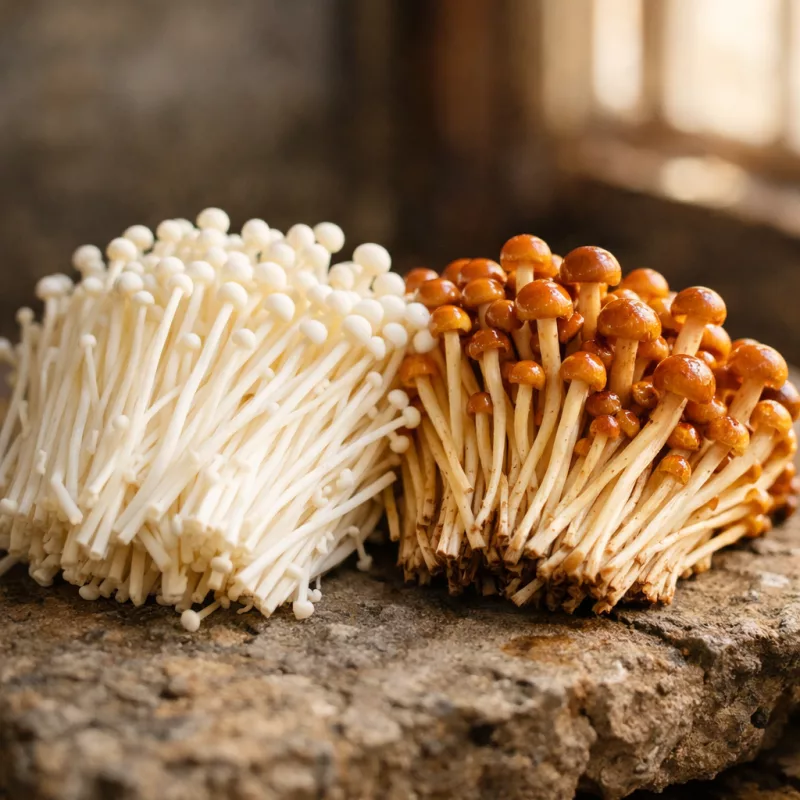 Грибы эноки — белые иглы из темноты