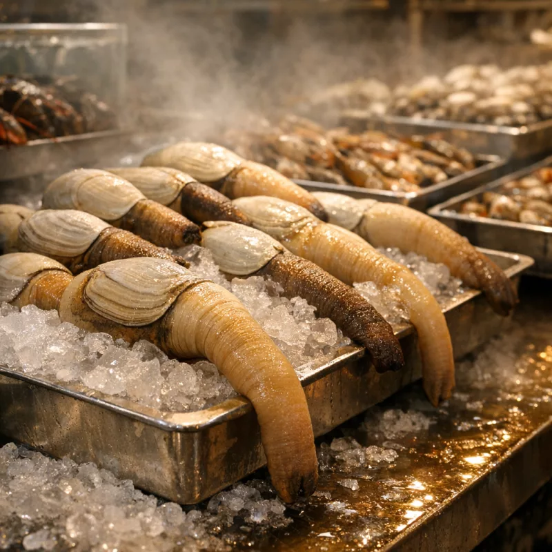 Гуидак — моллюск-долгожитель с самым длинным сифоном на планете