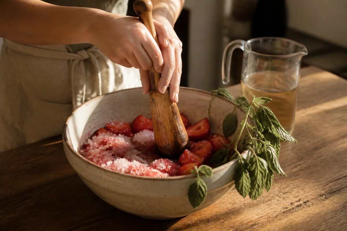 Шраб (drinking vinegar): питьевой уксус из клубники с мятой
