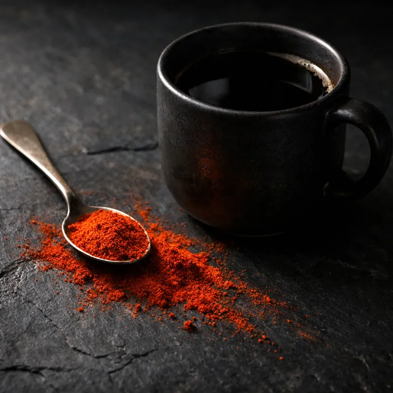 Пряный напиток с перцем в чашке кофе