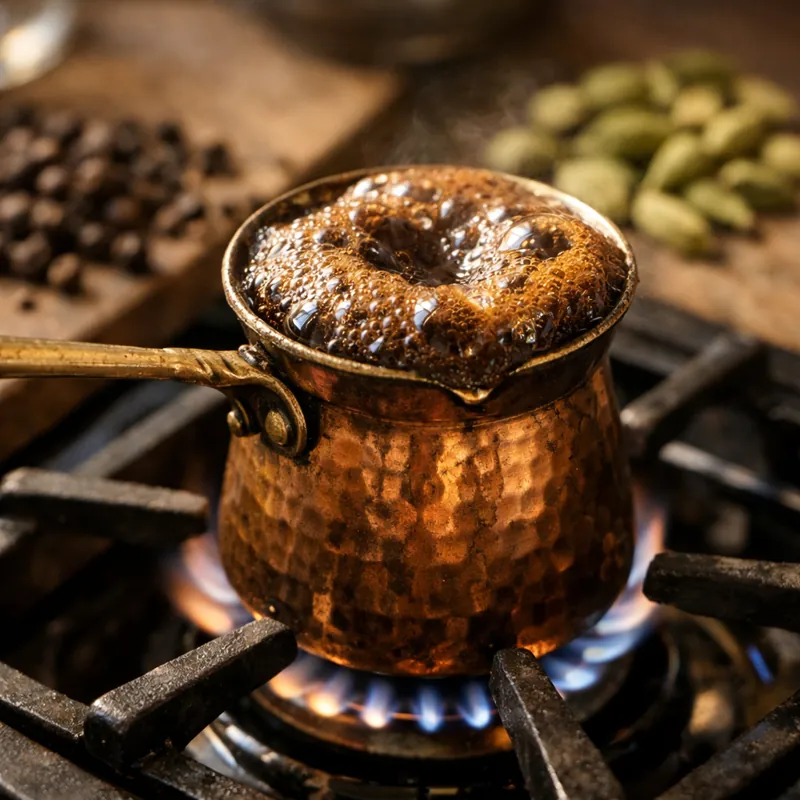 Пряный напиток с перцем в чашке кофе