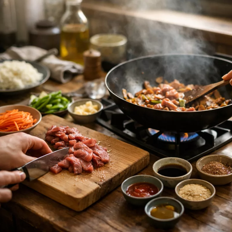 Эмянсе (тонкие мясные ломтики в соусе)