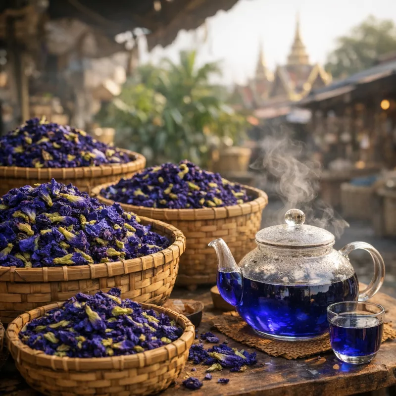 Тайский анчан - удивительный напиток из синих цветков