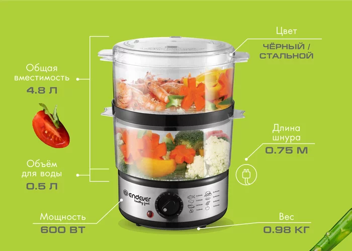 Пароварка Endever Vita 165
