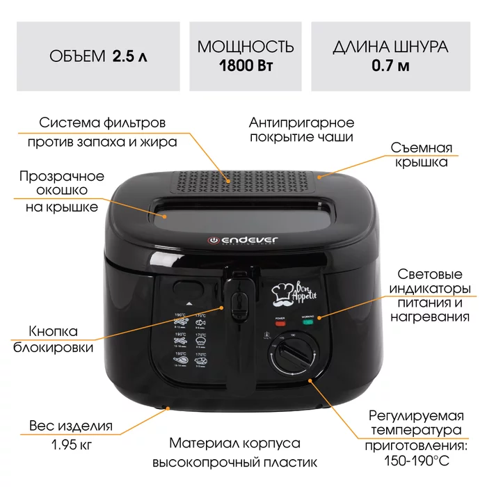 Электрическая фритюрница Endever Skyline FR-110
