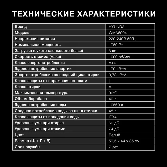 Стиральная машина Hyundai WMA6004