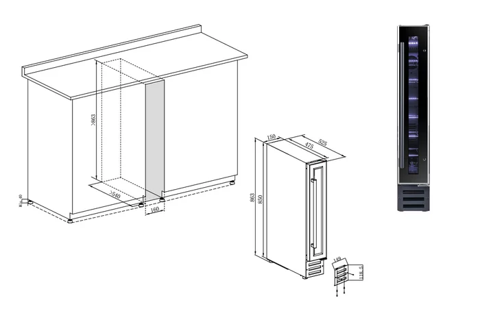 Винный шкаф Temptech WPQ15SCB