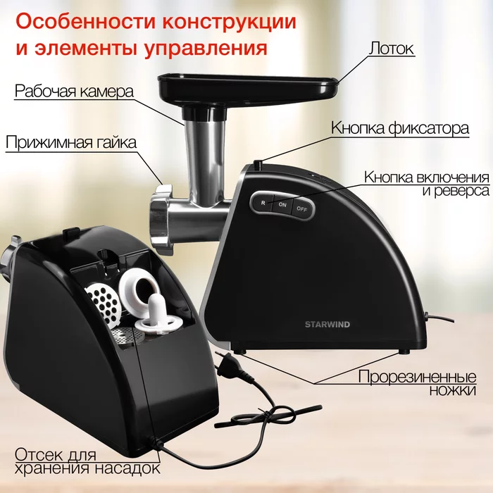 Мясорубка Starwind SMG3345 1500Вт черный