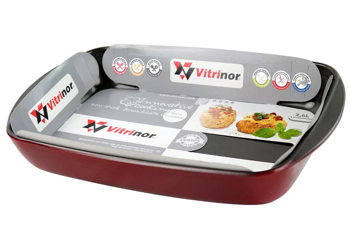 Форма для выпечки Vitrinor прямоугольная красная 31х21х5