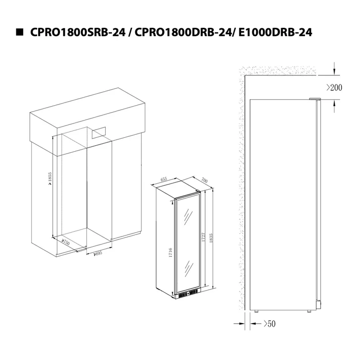 Винный шкаф Temptech E1000DRB-24