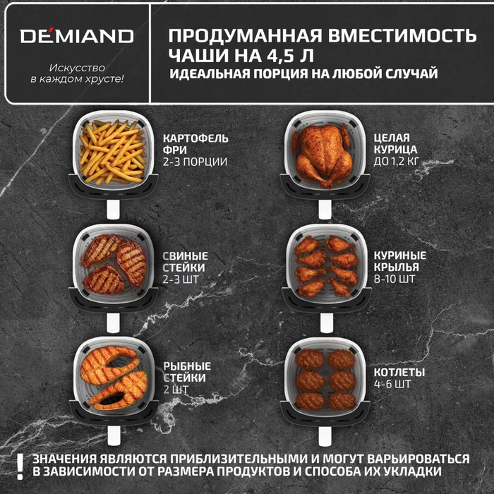 Аэрогриль Demiand TARVIN с Wi-Fi, управлением через приложение, с функциями фритюрницы, гриля