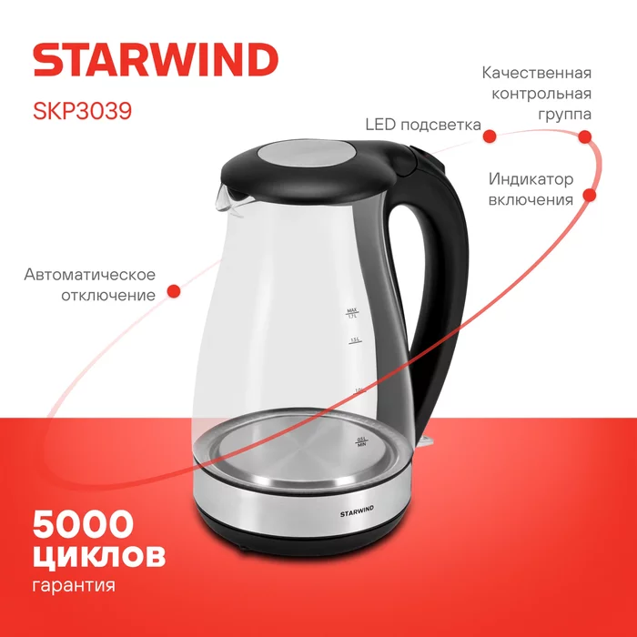 Чайник электрический Starwind SKP3039 1.7л. 2200Вт 