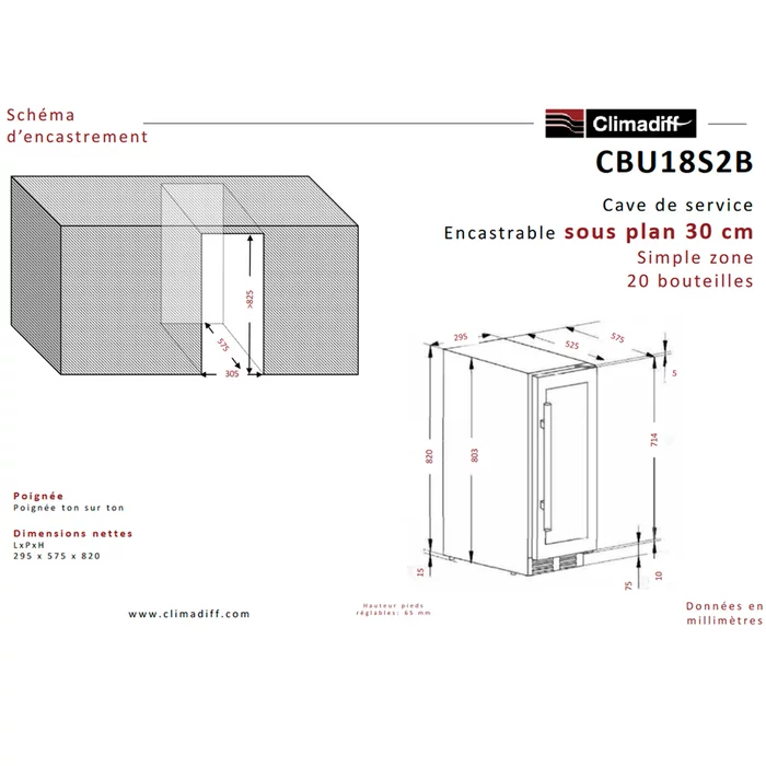 Винный шкаф Climadiff CBU18S2B