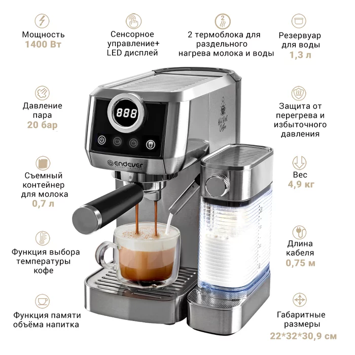 Кофеварка рожкового типа Endever Costa-1098