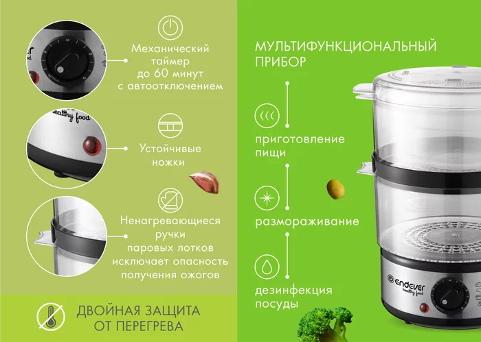 Пароварка Endever Vita 165