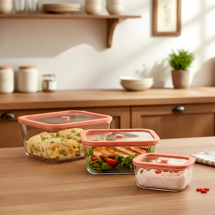 Набор вакуумных контейнеров STATUS Viva set 4 salmon