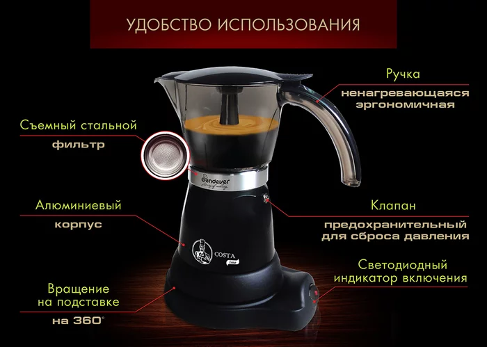 Гейзерная кофеварка Endever Costa-1020