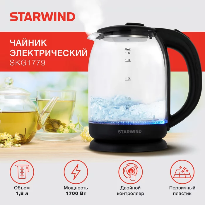 Чайник электрический Starwind SKG1779 1.8л. 1700Вт 
