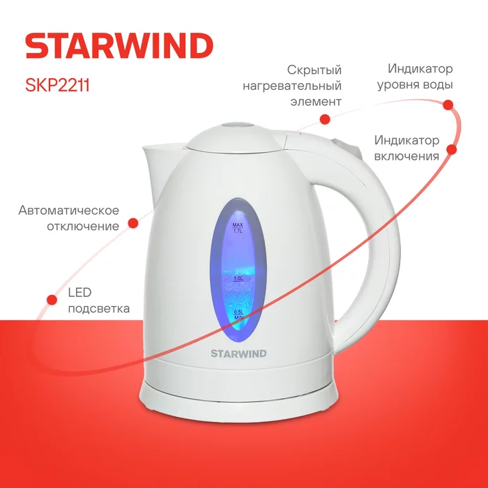 Чайник электрический Starwind SKP2211 1.7л. 