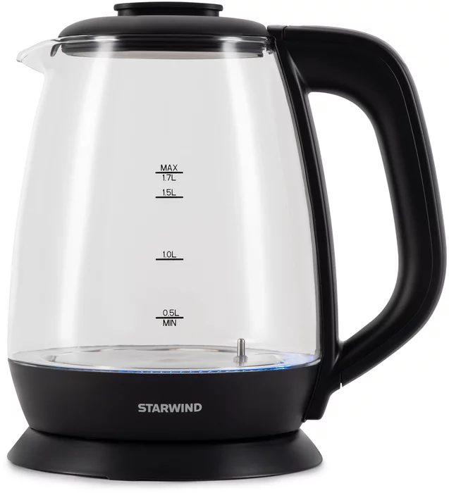 Чайник электрический Starwind SKS3036 1.7л. 2200Вт черный корпус стекло