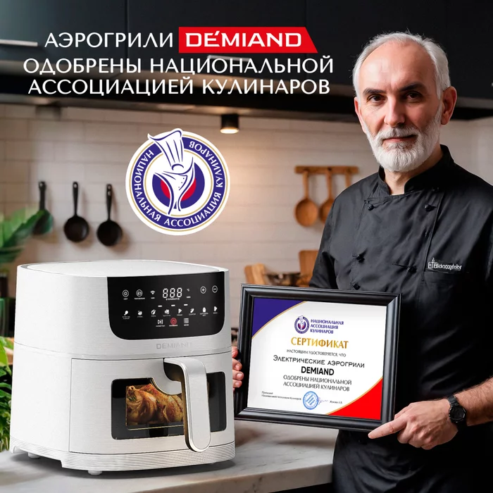 Аэрогриль Demiand LEO 5 в 1 с Wi-Fi,  с управлением через приложение, с функциями фритюрницы, гриля