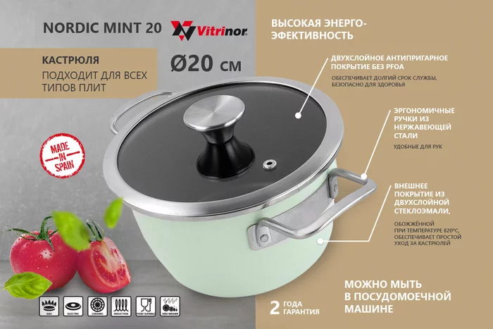 Кастрюля Vitrinor Nordic Mint 20