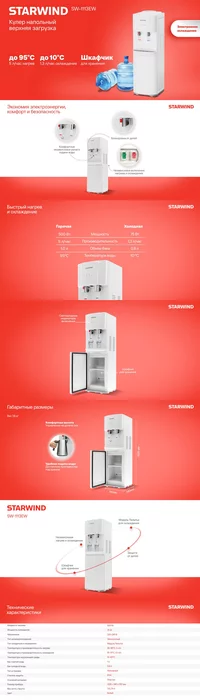 Кулер Starwind SW-1113EW напольный электронный белый