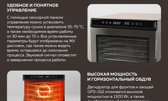 Электрическая сушилка для овощей и фруктов Gfgril GFD-012