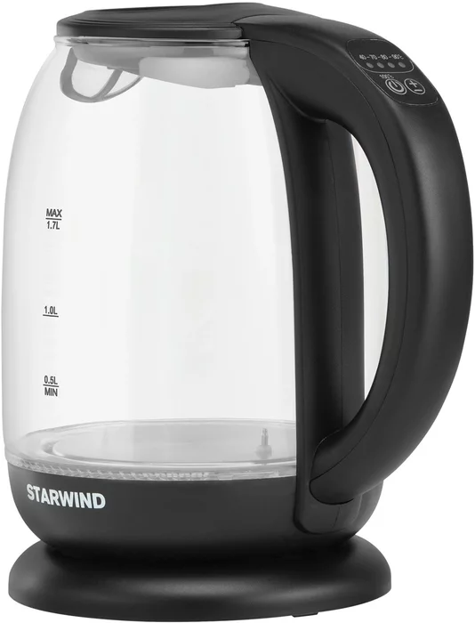 Чайник электрический Starwind SKG1055 1.8л. 1800Вт черный корпус: стекло