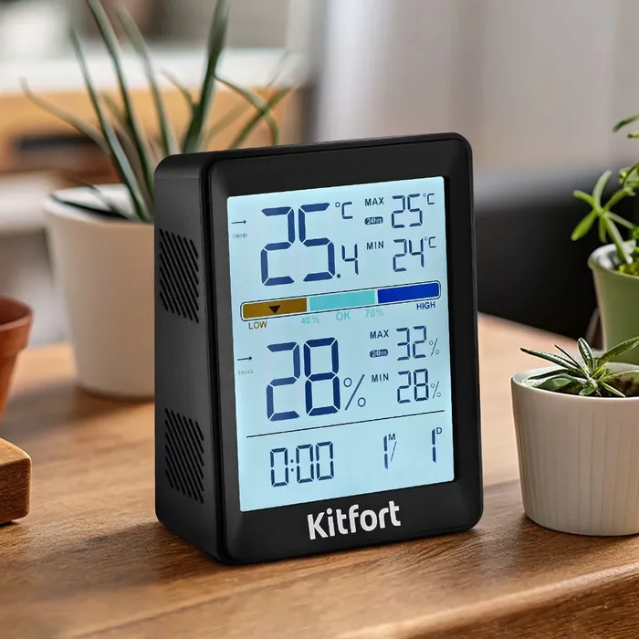 Часы с термометром и гигрометром Kitfort КТ-3740