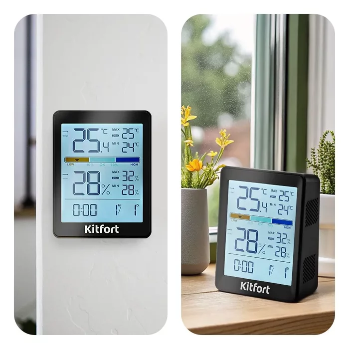 Часы с термометром и гигрометром Kitfort КТ-3740
