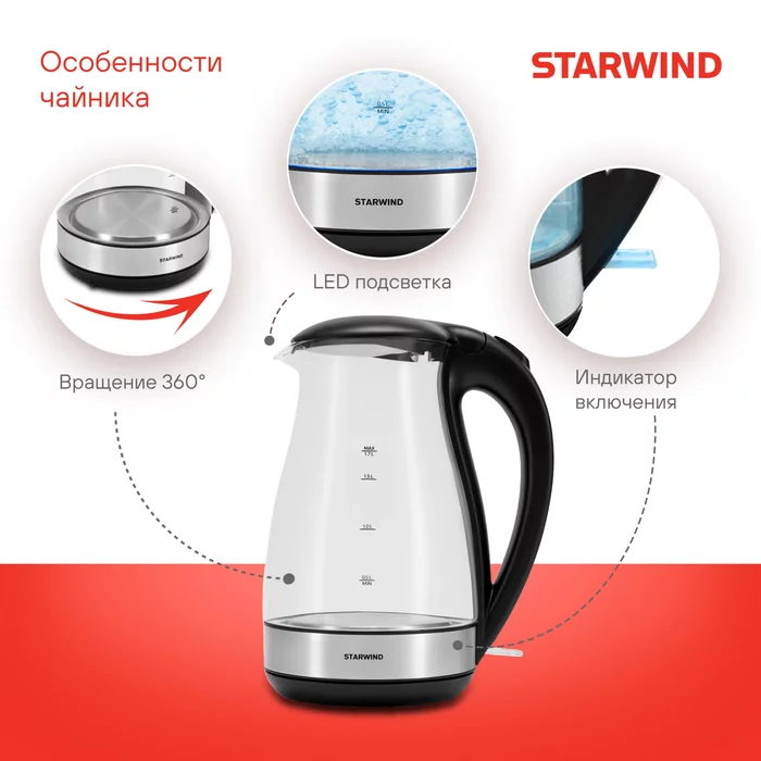Чайник электрический Starwind SKP3039 1.7л. 2200Вт 