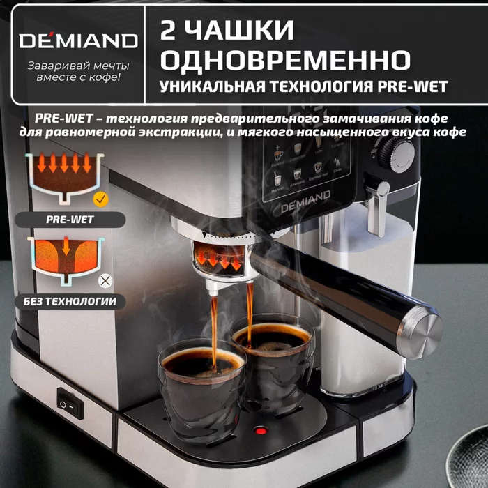 Кофеварка рожковая LUNO Demiand 7 В 1 С АВТОМАТИЧЕСКИМ КАПУЧИНАТОРОМ