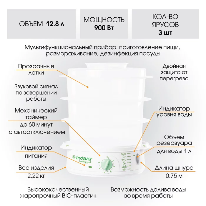 Пароварка Endever Vita 175
