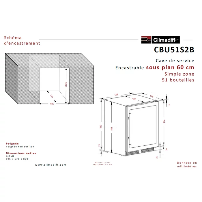Винный шкаф Climadiff CBU51S2B