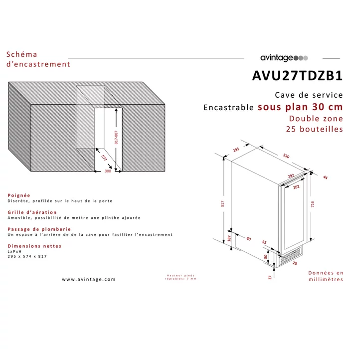 Винный холодильник Avintage AVU27TDZB1