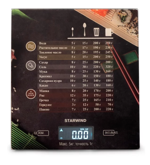 Весы кухонные электронные Starwind SSK3377 макс.вес_5кг рисунок