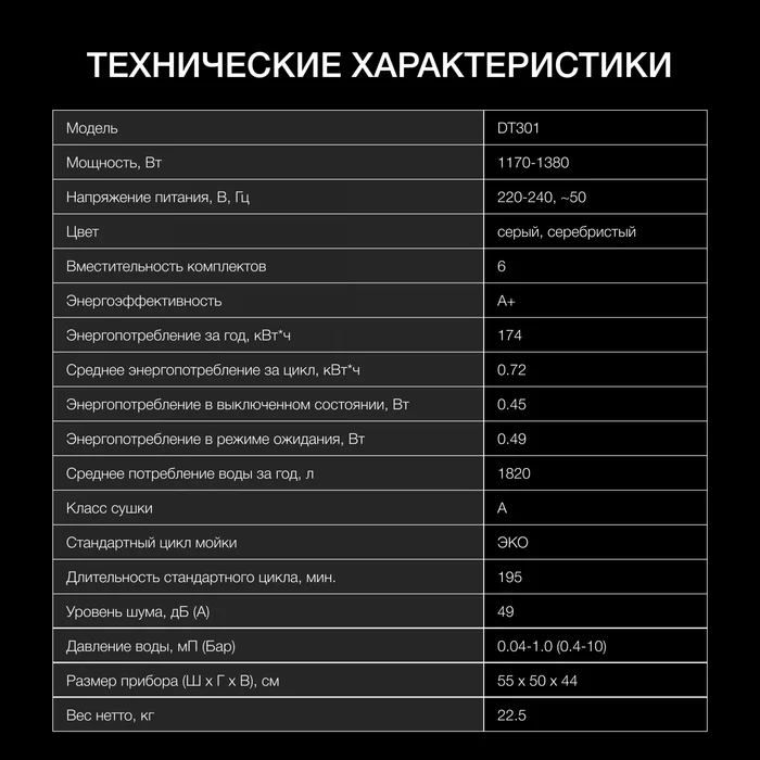 Посудомоечная машина Hyundai DT301