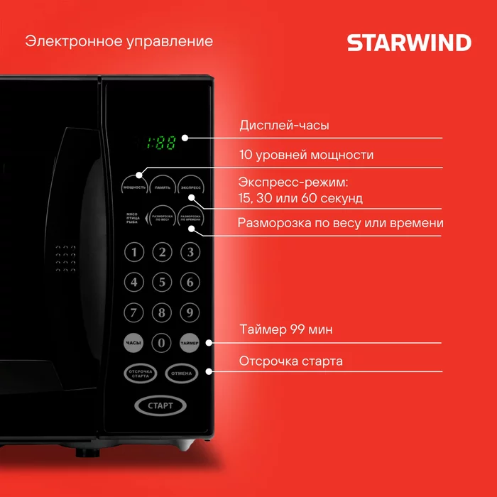 Микроволновая Печь Starwind SMW4420 20л. 700Вт черный