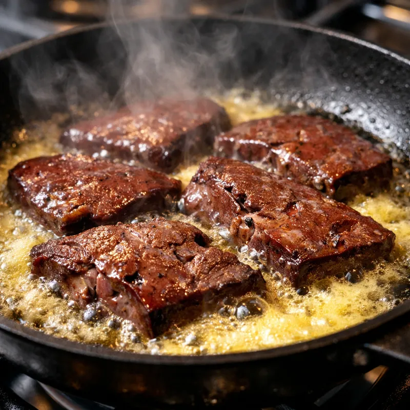 Говяжья печень всего за 8 минут