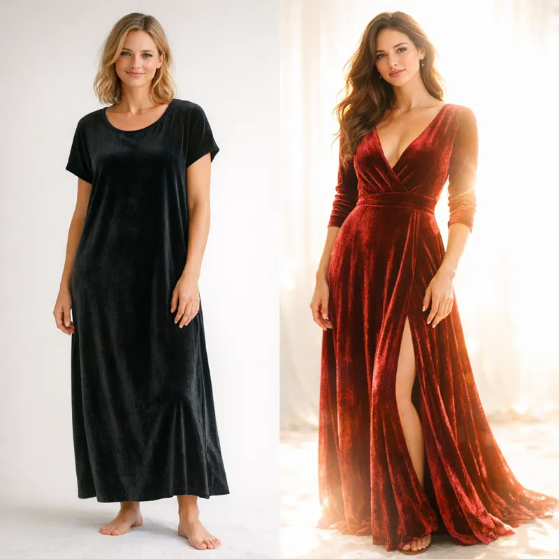 Бархатные платья макси: роскошь и элегантность в одном образе