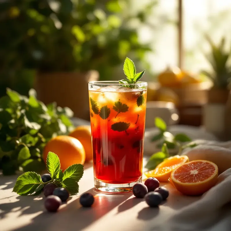 Ягодные напитки ферментированные (калина красная и хвостики клубники)