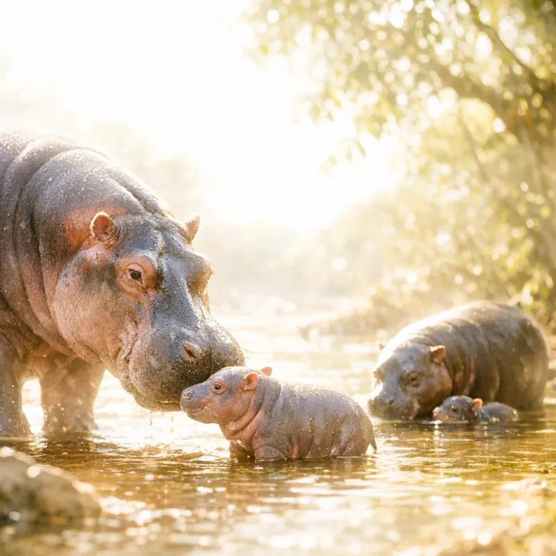 Бегемоты: невидимая жизнь речных гигантов Африки