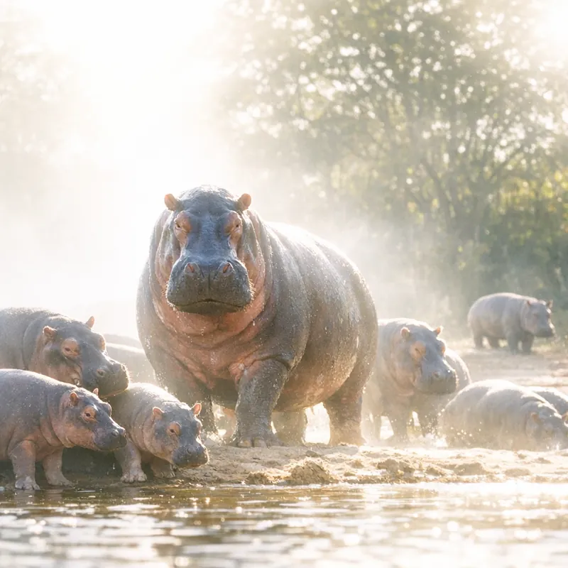 Бегемоты: невидимая жизнь речных гигантов Африки