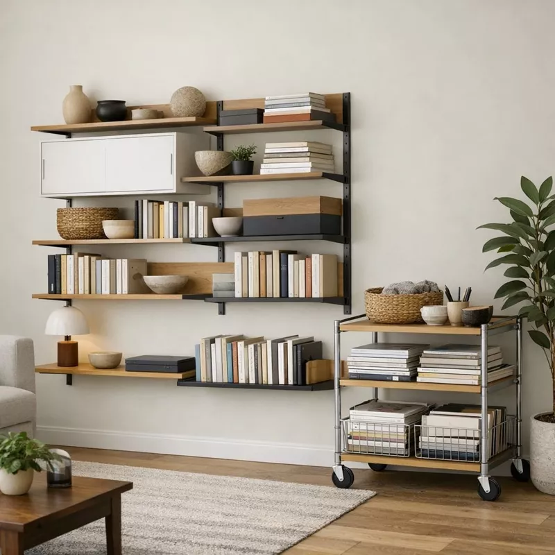 Гибкие системы хранения: модульные полки и передвижные тележки