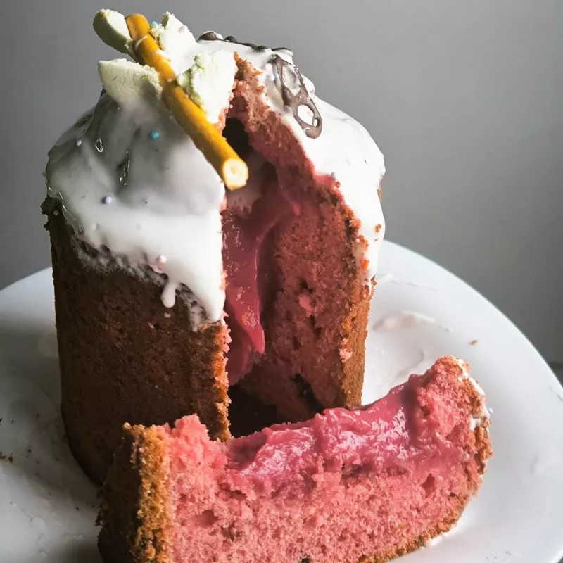 Кулич творожный на маргарине с лимонной цедрой (в маленьких формочках)