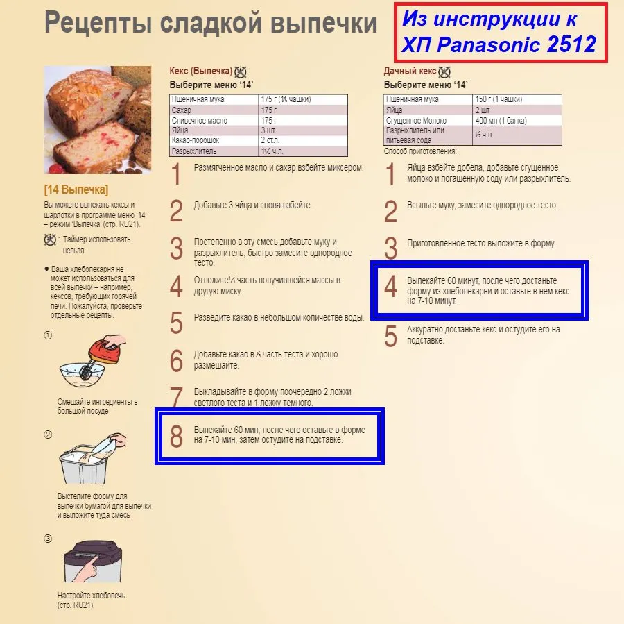 Хлебопечки Panasonic SD-2500, SD-2501, SD-2502, SD-2510, SD-2511, SD-2512... (часть 5)