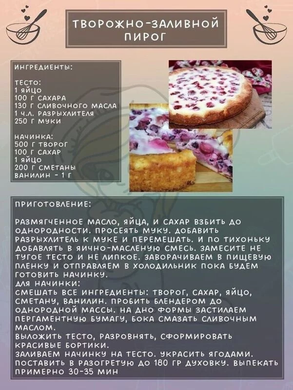 Кулинарная инфографика в рецептах