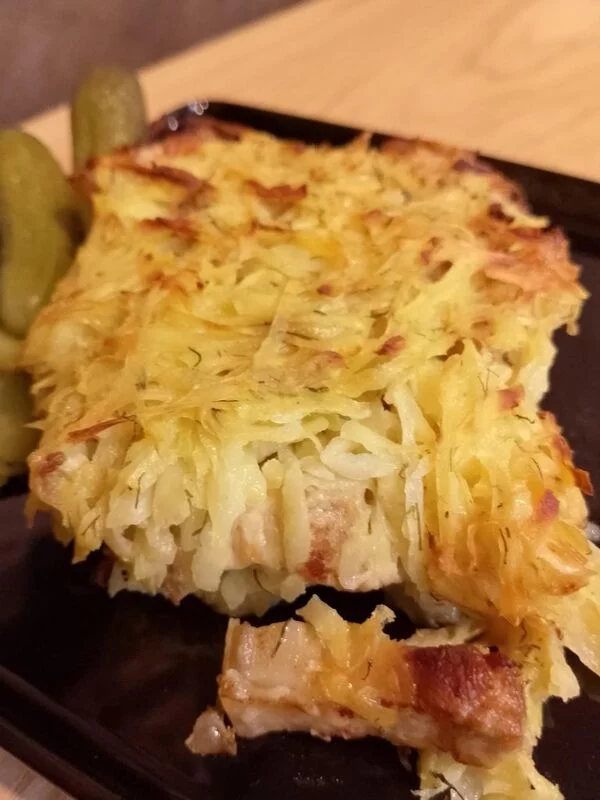 Белорусская картофельная бабка со свининой