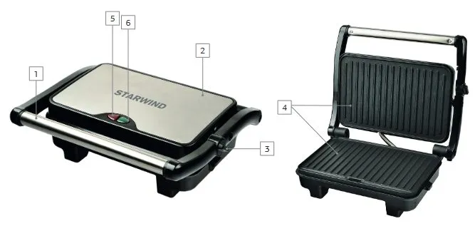 Электрогриль Starwind SSG2040 1500Вт серебристый, черный